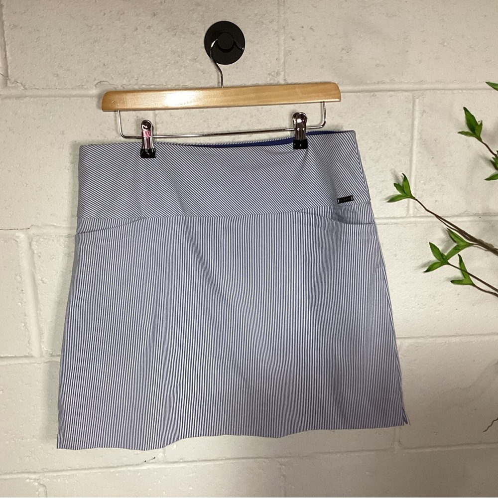 Women’s Light Blue Pinstripe Golf Skort | Tummy Control